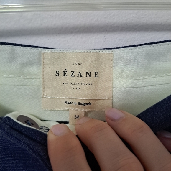 Sezane Linen Blend Trouser Blue 6 - Picture 5 of 8